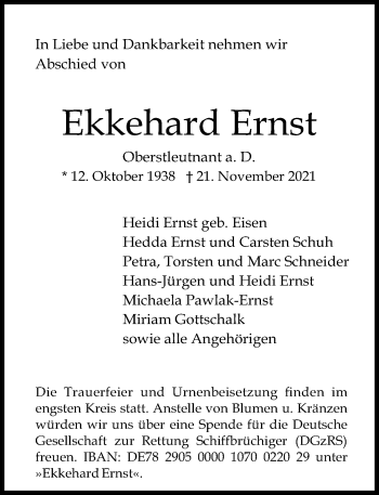 Traueranzeige von Ekkehard Ernst von vrm-trauer
