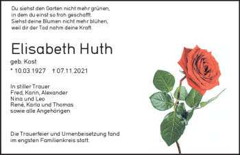 Traueranzeige von Elisabeth Fluth von vrm-trauer