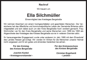 Traueranzeige von Ella Silchmüller von vrm-trauer