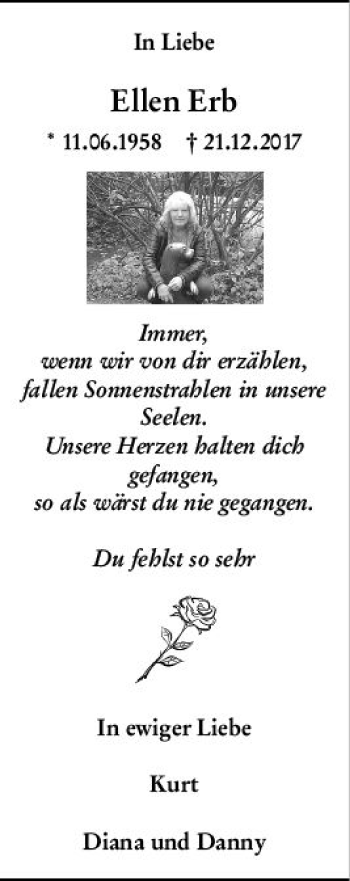 Traueranzeige von Ellen Erb von vrm-trauer