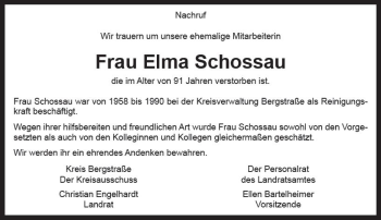 Traueranzeige von Elma Schossau von vrm-trauer