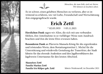 Traueranzeige von Erich Zettl von vrm-trauer