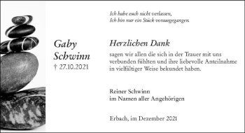 Traueranzeige von Gaby Schwinn von vrm-trauer