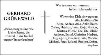 Traueranzeige von Gerhard Grünewald von vrm-trauer