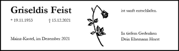Traueranzeige von Griseldis Feist von vrm-trauer