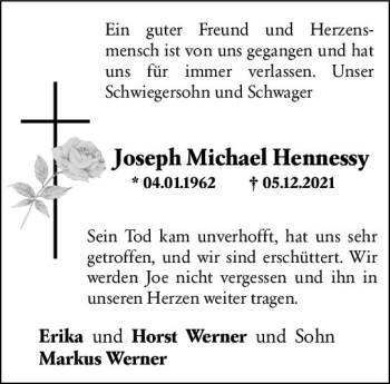 Traueranzeige von Joseph Michael Hennessy von vrm-trauer