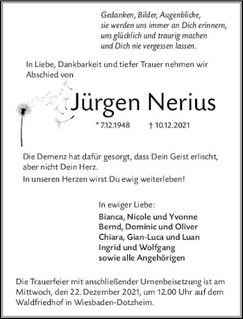 Traueranzeige von Jürgen Nerius von vrm-trauer