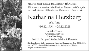 Traueranzeige von Katharina Herzberg von vrm-trauer