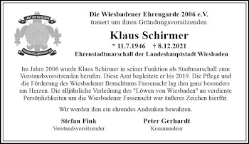 Traueranzeige von Klaus Schirmer von vrm-trauer