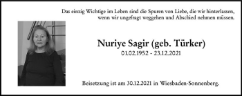 Traueranzeige von Nuriye Sagir von vrm-trauer
