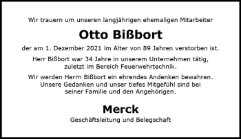Traueranzeige von Otto Bißbort von vrm-trauer
