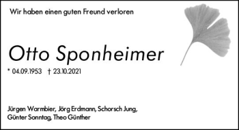 Traueranzeige von Otto Sponheimer von vrm-trauer