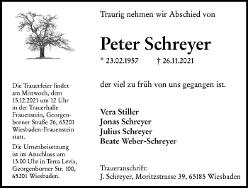 Traueranzeige von Peter Schreyer von vrm-trauer