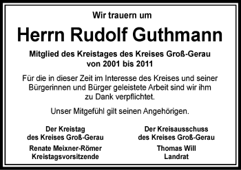 Traueranzeige von Rudolf Guthmann von vrm-trauer