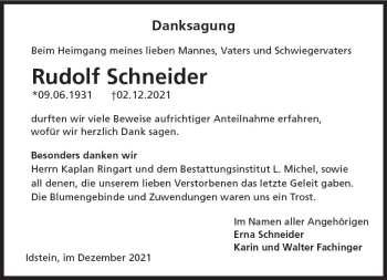 Traueranzeige von Rudolf Schneider von vrm-trauer