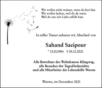 Traueranzeige von Sahand Saeipour von vrm-trauer