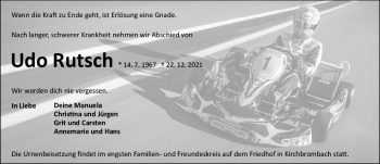 Traueranzeige von Udo Rutsch von vrm-trauer