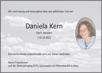 Traueranzeige von Daniela Kern von vrm-trauer