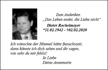Traueranzeige von Dieter Rochelmeyer von vrm-trauer