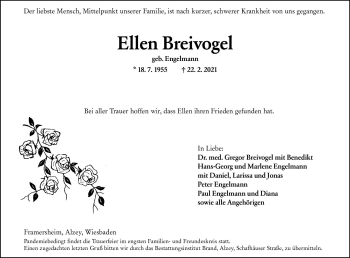 Traueranzeige von Ellen Breivogel von vrm-trauer