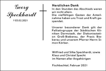 Traueranzeige von Georg Speckhardt von vrm-trauer