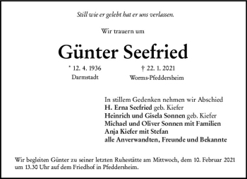 Traueranzeige von Günter Seefried von vrm-trauer