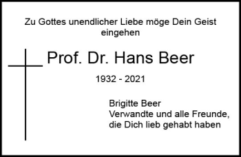 Traueranzeige von Hans Beer von vrm-trauer