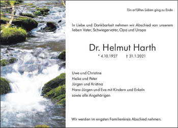 Traueranzeige von Helmut Harth von vrm-trauer