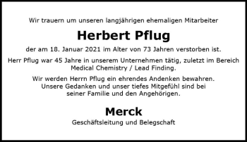 Traueranzeige von Herbert Pflug von vrm-trauer
