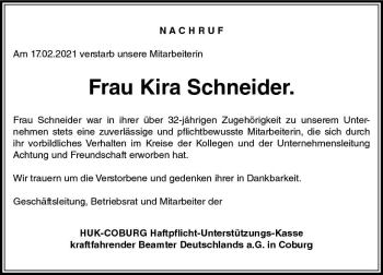 Traueranzeige von Kira Schneider von vrm-trauer
