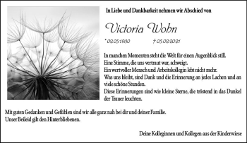 Traueranzeige von Victoria Wohn von vrm-trauer