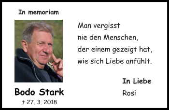 Traueranzeige von Bodo Stark von vrm-trauer