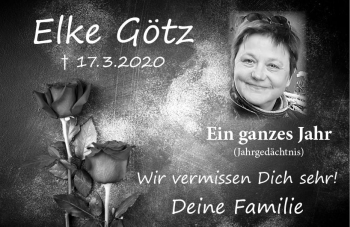 Traueranzeige von Elke Götz von vrm-trauer