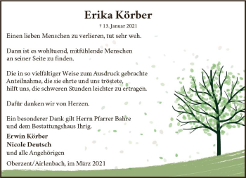 Traueranzeige von Erika Körber von vrm-trauer
