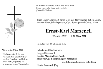 Traueranzeige von Ernst-Karl Marzenell von vrm-trauer