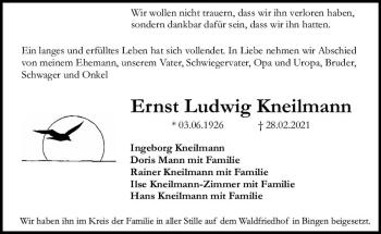Traueranzeige von Ernst Ludwig Kneilmann von vrm-trauer