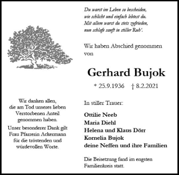 Traueranzeige von Gerhard Bujok von vrm-trauer