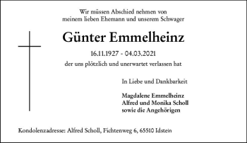 Traueranzeige von Günter Emmelheinz von vrm-trauer