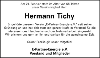 Traueranzeige von Hermann Tichy von vrm-trauer