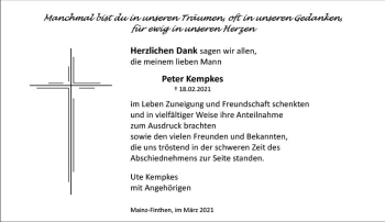 Traueranzeige von Peter Kempkes von vrm-trauer