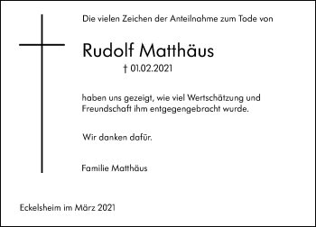 Traueranzeige von Rudolf Matthäus von vrm-trauer