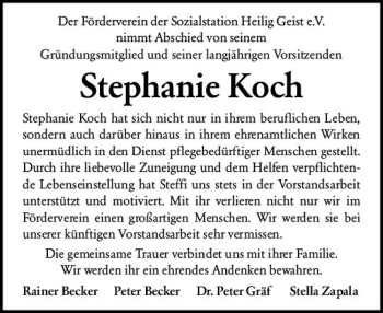 Traueranzeige von Stephanie Koch von vrm-trauer