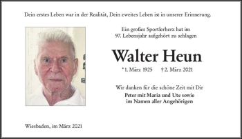 Traueranzeige von Walter Heun von vrm-trauer