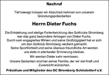 Traueranzeige von Dieter Fuchs von vrm-trauer