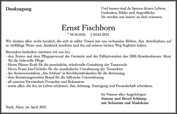 Traueranzeige von Ernst Fischborn von vrm-trauer