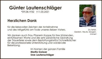 Traueranzeige von Günter Lautenschläger von vrm-trauer