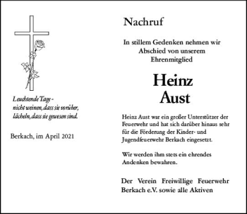 Traueranzeige von Heinz Aust von vrm-trauer