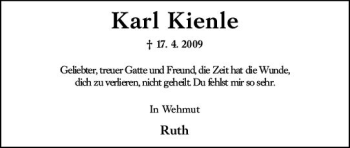 Traueranzeige von Karl Kienle von vrm-trauer