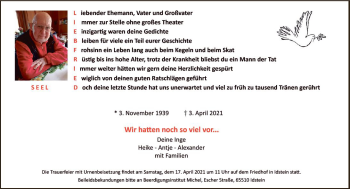 Traueranzeige von Liebfried Seel von vrm-trauer