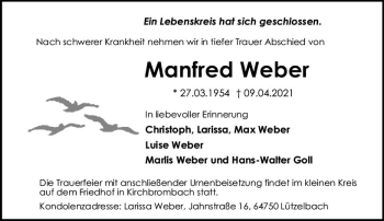 Traueranzeige von Manfred Weber von vrm-trauer